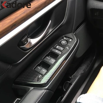 For Honda CRV CR-V 2017 2018 2019 Carbon Fiber Indvendige Vindue Lift-Kontakten Trim Panel Cover Frame Klistermærker til Bil Tilbehør VENSTRESTYREDE