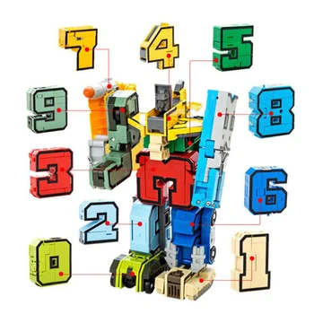 Creative Magic Antal Transformation Robot Toy Digital Deformation Robot Byggesten Numre Robotter Action Figurer