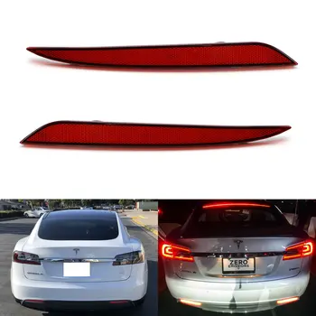 2STK For Tesla Model 3 S X LED Bageste Kofanger Reflektor Lys Rød Bil, der Kører Bremse Stop Tåge Trim Støbning baglygten 2012-2020
