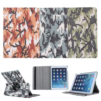 360 Graders Roterende Camouflage Print Flip Stå PU Læder Cover Case Til Apple iPad, Luft /Air2 /9.7 2017 /9.7 2018 + Film + Pen