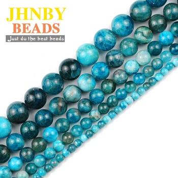 JHNBY Apatites natursten 4.6.8.10.12 MM Runde afstandsstykker Løse perler til Smykker at gøre DIY armbånd halskæde Tilbehør 15