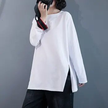 DIMANAF Kvinder T-Shirt, Sweatshirts Efteråret Plus Size Solid Bomuld Oversize Hoodie Solid Hvide Damer Cardigan Lomme Pels Ny