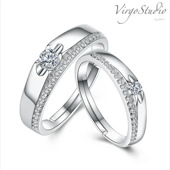 2020 Ny Mænds Og Kvinders 925 Sterling Sølv Glitter AAA Håndlavet Zircon Ring bryllupsgave