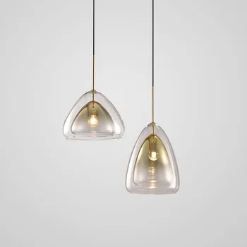 Glas Vandmænd led vedhæng lys art deco-dobbelt-lags moderne luksus home deco-stue køkken hængende lamper