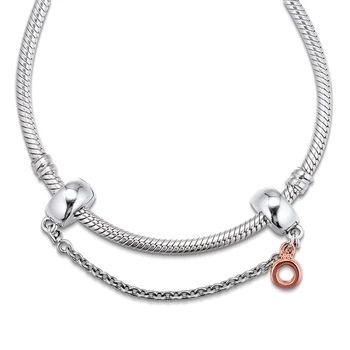 Dinglende Crown O Sikkerheds Kæde, Charme Perler for Kvinder Sølv 925 Armbånd Charms Smykker DIY Steg Gyldne Perler til smykkefremstilling