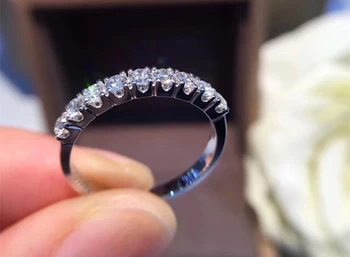 YANHUI Mode Kvindelige Runde Krystal Zircon Ring Luksus Oprindelige 925 Sølv Kærlighed Engagement Ring Vintage Bryllup Ringe Til Kvinder