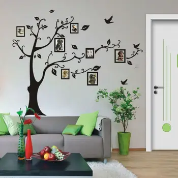 Familie foto ramme Flyvende Fugle tree wall stickers arts hjem dekorationer stue, Soveværelse, overføringsbilleder, plakater pvc vægoverføringsbillede