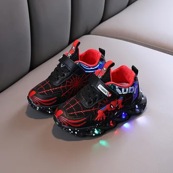 Spiderman Kids Casual Sko Lysende Sneakers Med Lys Dreng Pige LED lyser Sko Børn Led Sneakers 1 2 3 4 5 6 7 År
