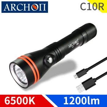 ARCHON C10R Dykning Lommelygte USB-Opladning, Dykke Fakkel 1200 lumen CREE chip LED Undervands Lys 100m Dykning Lys Indbygget i 18650