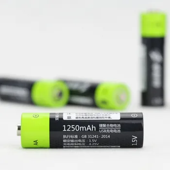 Ny teknologi! 4stk ZNTER 1,5 V AA-1250mAh li-polymer li-po-li genopladeligt lithium-ion batteri med USB-kabel pack