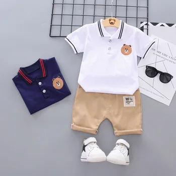 DIIMUU Nye Mode, Drenge Tøj Toddler Baby Tøj Sommer Shorts Bomuld Sæt Trøjer Turn Down Krave T-Shirt Bukser, 1-4Years