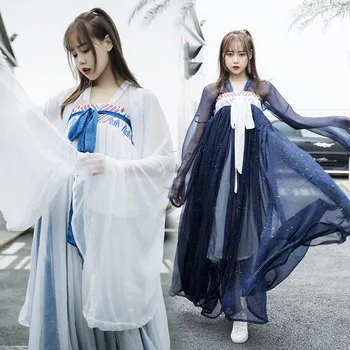 Kinesisk kjole qipao hanfu cheongsam traditionelt kinesisk tøj til kvinder hanfu cosplay satin kjole stjernede fe kjole