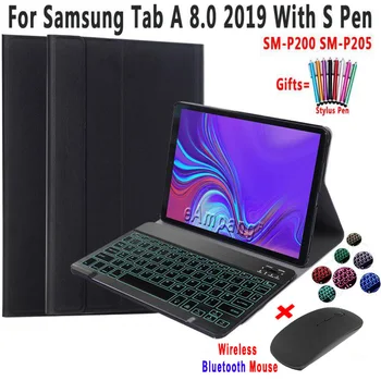 Baggrundsbelyst Tastatur Taske Til Samsung Galaxy Tab A7 10.4 A8 8.0 Med En 10.1 2019 A6 2016 10.5 2018 T290 P200 T510 T590 T500 Med Musen