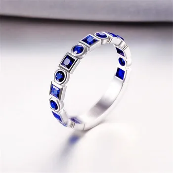 Kvindelige Eternity ring i Ægte 925 Sterling sølv, Blå AAAAA cz Engagement Bryllup Band Ringe til kvinder Erklæring Party Smykker