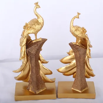 Harpiks Håndværk Kreative Mode Golden Peacock Dekorationer Hjem Dekoration firmagaver have dekoration