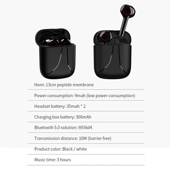 Tryk TWS Bluetooth-5.0 Opladning Max Trådløse HiFi-I-Øret Øretelefoner, Hovedtelefoner