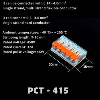 75pcs max PCT husholdnings-hurtig klemrække junction box-plug-in-mini-stik-wire kabel plug skifte wire sikkerhed
