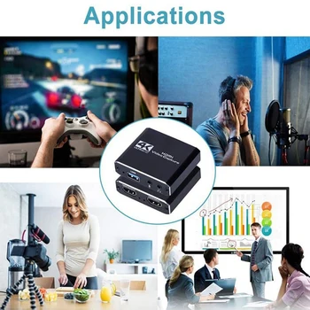 HDMI HD Video Capture-Kort, USB-Capture Kort Spil Live tv-station Mikrofon OBS Live-Optagelse af tv-udsendelser Max 4K