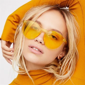 VIVIBEE Slik Kvinder Uindfattede Pladsen Orange Farve Luksuriøse Solbriller Damer Gradient Nuancer 2019 Tendens Sommeren Læbe Sol Briller