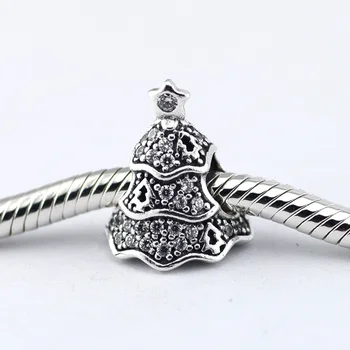 Bane Sten Top Star juletræ Perler til Sølv 925 Oprindelige Charme Armbånd Klare CZ DIY Sølv Perler til smykkefremstilling