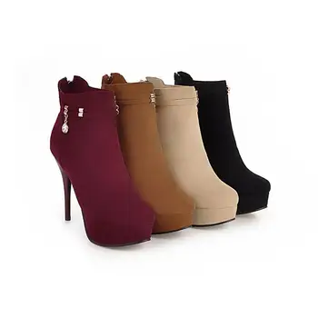 Smeeroon ankel støvler elegant rhinestone kontor damer platform støvler tynd super høje hæle kvinder sko vinter støvler stor størrelse