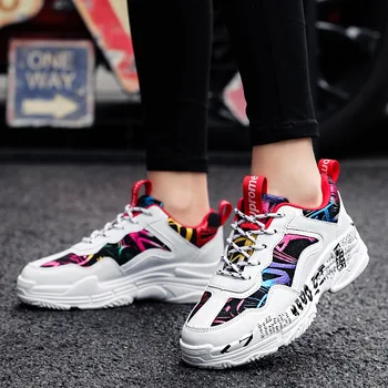 Par Sneakers Kvinder 2020 Sommeren Kvinder Vulkaniseret sko hvid kvinder casual fashion sko Graffiti Lejligheder åndbar sko