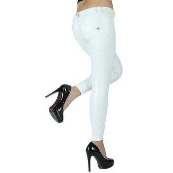 Melodi Hvid Læder Bukser Dame Elastisk Fleece Foret Læder Leggings Lift Butt Bukser Fashion Vinter Leggings til Kvinder