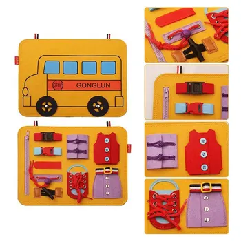 Børn Optaget yrelsen Spænde 1-5 år gammel Zip-Knappen snøre Af Toy Montessori Tidlig Uddannelse Kjole Aids Førskole Legetøj for Børn
