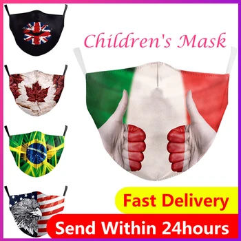 Genanvendelige Vaskbart Filter ansigtsmasker til Børn, Stof Maske, Udendørs Sport Vindtæt Munden Maske Jorden Flag Mønster kid Masker