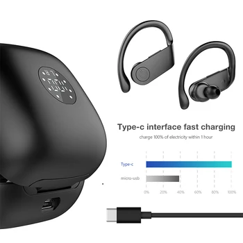 FBYEG Led Display Sport Bluetooth-Hovedtelefoner Trådløse Hovedtelefoner TWS HD Stereo Øretelefoner Vandtæt støjreducerende Headset Med Mic
