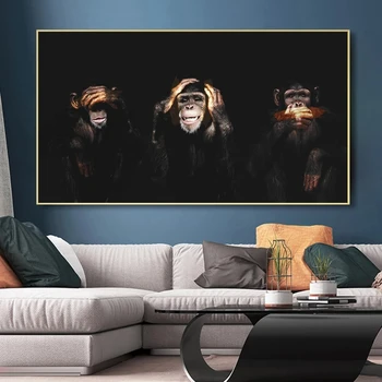 Black Monkey Gorilla Billeder, Animal Kunst Plakater Udskriver Olie Maleri på Lærred Væg Billeder Til stuen Hjem Cuadros Indretning