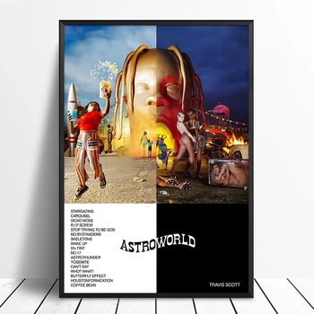 Scott Travis - Astroworld Album Pop Musik dække Musik Stjernede Plakat Print på Lærred Væg Kunst Til stuen Home Decor