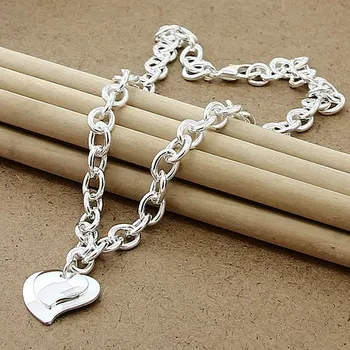 Aimarry 925 Sterling Sølv Smykker Double Heart Halskæde Til Kvinder Part Engagement Bryllup Gaver Mode Smykker