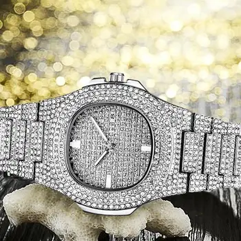 Guld Diamant Mænd Watch Fuldt Iced Out Luksus Ure Mode Bling Armbåndsur Mand Mand Dato Ur Relogio Masculino 2020