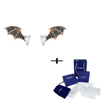 Udsøgte Mode Unik Ny VELSTAND Øreringe Guld Mysterium Charme Heldige Bat Mønster Crystal Enkel damer