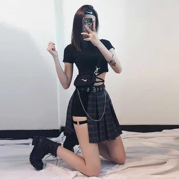 NiceMix gotiske Harajuku mini plisserede nederdele dame uden shorts Udhulet Plaid Kvinder 2020 at deltage i et summer fashion Tøj sexet nederdel
