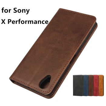 Læder taske Til Sony Xperia X Ydeevne F8132 Flip case-kortholderen Hylster Magnetisk tiltrækning Dække Sagen Pung Sag