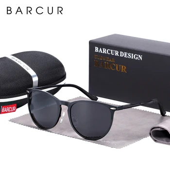 BARCUR Retro Aluminium Magnesium Mænd, Solbriller, Polariserede Vintage Runde solbriller Kvinder Briller Tilbehør UV400 Oculos De Sol