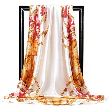 Luksus mærke Silke Tørklæder Foulard 90*90 cm Firkantet Hoved, Hijab eller Tørklæde Kvinder, Damer chiffon Sjal wrap lyddæmper pareo Bandana kvindelige