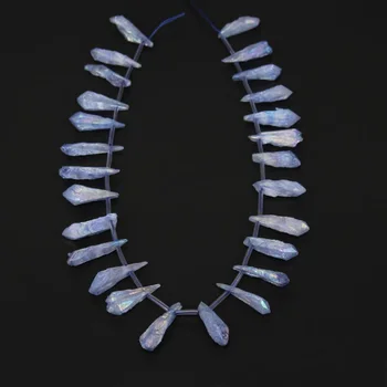 Naturlig Krystal Kvarts Dråbeformet Facetslebet Perle,Rå Aqua Blå Krystal Punkt Perle onyx Sten DIY Halskæder Smykker Håndværk