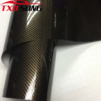10/20/30/40/50/60X152CM/MASSE GULD Twill 2D Carbon Fiber Blank Carbon Fiber Vinyl Film AUTO Wrap Film til Bil dekoration