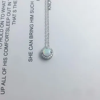 2020 Kvinder Vedhæng&Halskæde Rund Blå Opal med Ægte 925 Sterling Sølv Smykker, Elegante Gave (JewelOra NE102694)