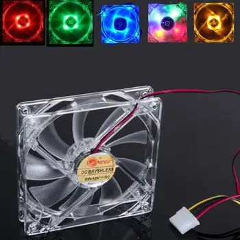4 LED-Lys Quad-PC Klart Tilfælde Køligere Ventilator CPU Blæseren 120 x 120 x 25 mm Blå/Gul/Rød/Grøn Lys