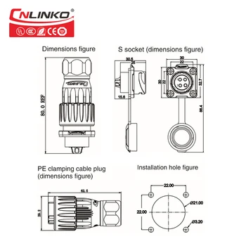Cnlinko DH20 serie M20 kvindelige plug mandlige socket metal stik 20A strømstik vandtæt IP67 cirkulære stik