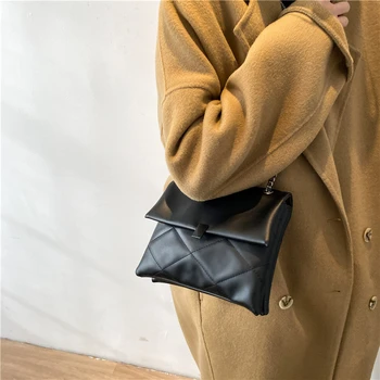 Lille Kæde Design Nye Mode Crossbody Skulder Håndtasker 2021 Vinter Kvindelige Luksus Trend Blød PU Læder Tasker Smuk