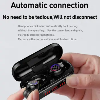 V7 Mini TWS Bluetooth-5.0 Trådløse Genopladelige Hovedtelefoner HiFi 9D Stereo Øretelefoner