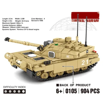 904Pcs Militære Mursten Model Main Battle Tank byggesten DIY Mursten Toy Børn Pædagogisk Legetøj Gave - Desert Camouflage
