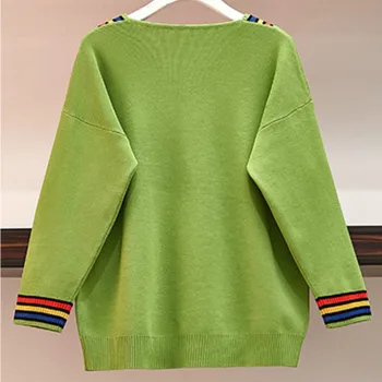 2020 Cashmere Sweater Kvinder Mode Stribet Syning V-Hals Koreanske Top Strik Fuld Ærmer Uld Pullover Tøj, Efterår, Vinter