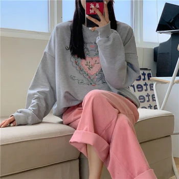 Fremmede Kitty Smarte Løs O-Neck Sweatshirt Pullover Bløde 2020 Mode Af Høj Kvalitet Oversize Varm, Afslappet Kvinder Udskrivning Kvindelige