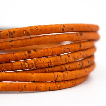 3mm rund Orange Kork Snor portugisiske kork smykker leverancer /Resultater ledningen veganer COR-357-10